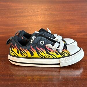 Converse Kids Black and Yellow Flame Sneakers Toddler Size 8